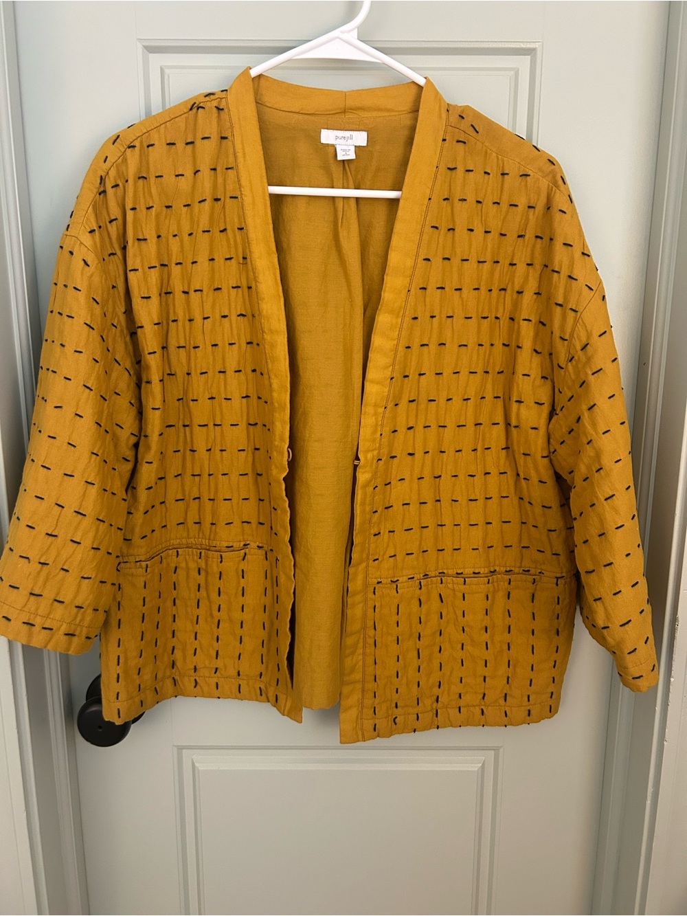 Quilted Open-Front Jacket in Mustard